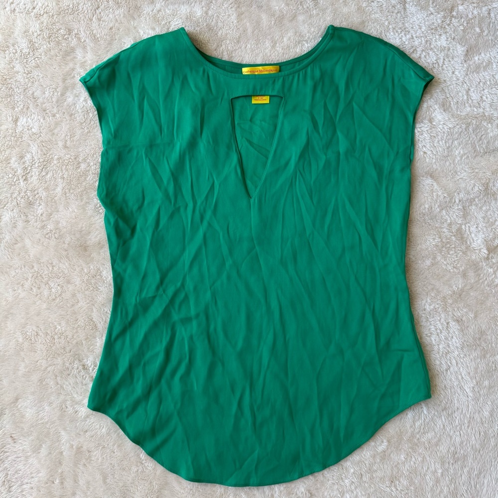 Catherine Malandrino Womens Blouse Silk Sleeveless  Top Green Size 4 Small